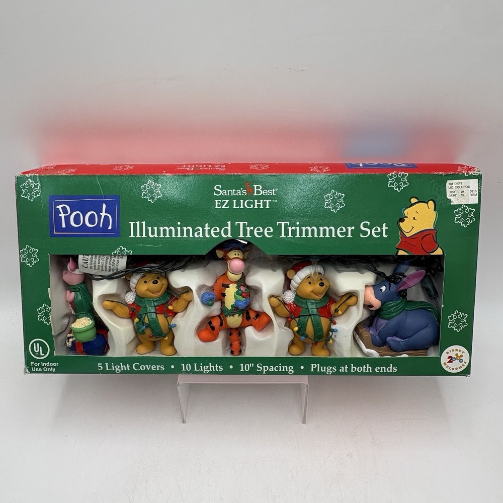 VTG EZ Lights, Santa's Best, Ten Light Pooh Illuminated Tree Trimmer Set (WORKS)